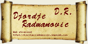 Đorđe Radmanović vizit kartica